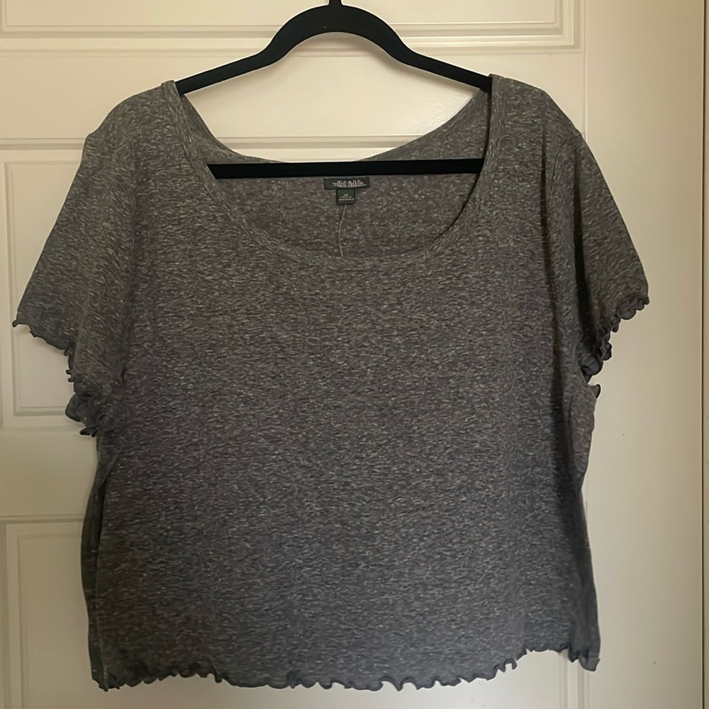 Wildfable Cropped T-Shirt- Gray